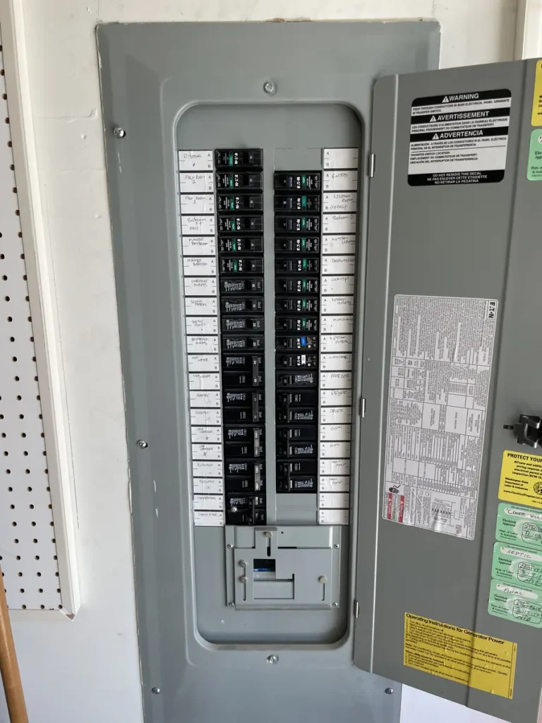 Electrical breaker panel with its protective cover installed